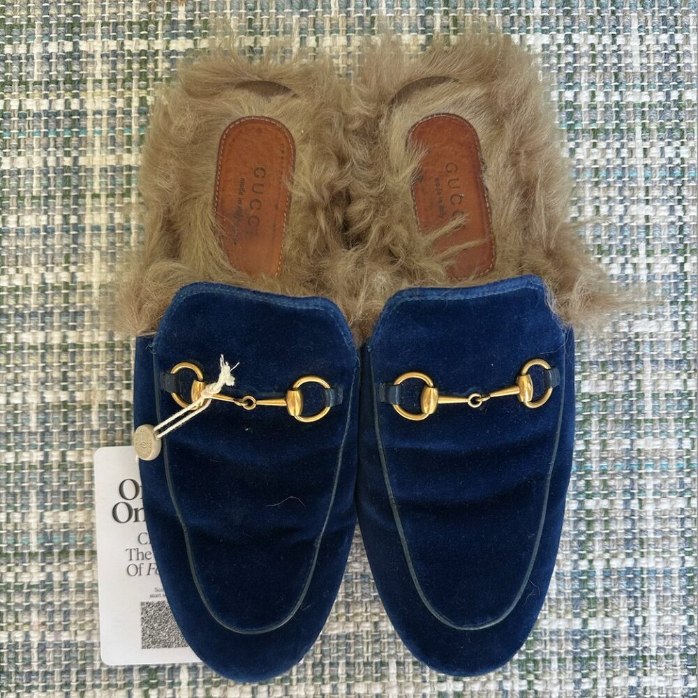Gucci Horsebit Accent Velvet Mules